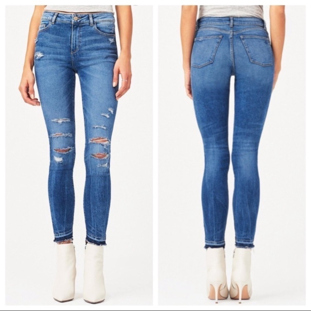 DL1961 Farrow High Rise Insta Slim Distressed Jeans in Kellwood